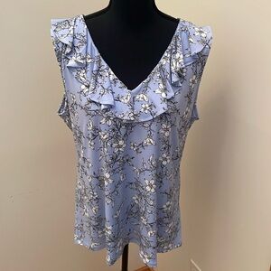 Karl Lagerfeld Paris sleeveless blouse, blue floral, XL